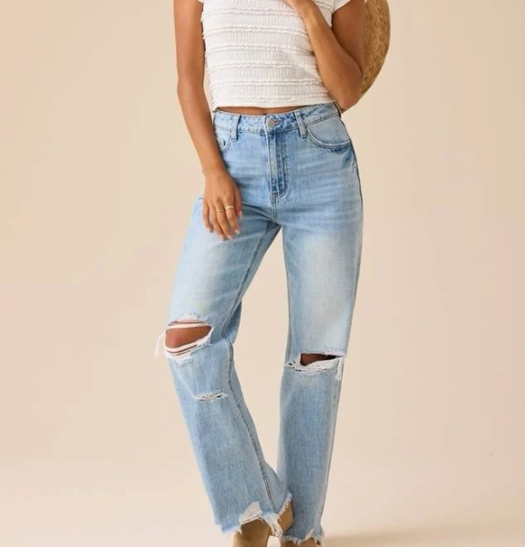 Altar'd State Rhea Distressed Straight Jeans