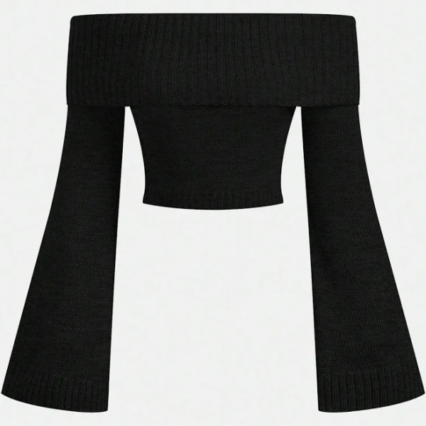Girls Off-Shoulder Slim Fit Crop Top