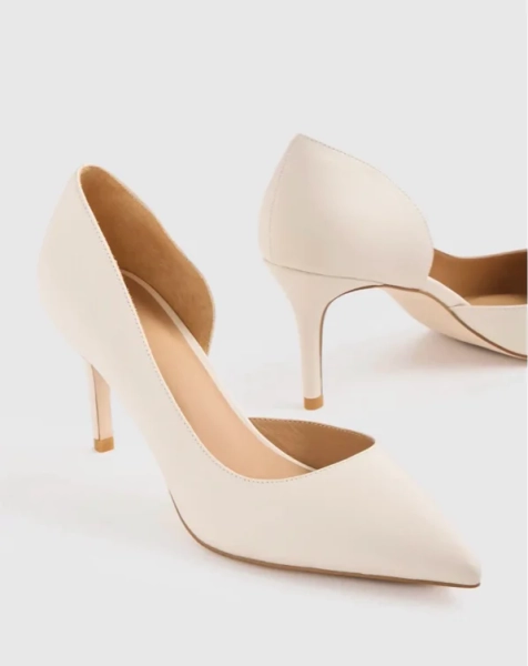 Italian Leather 75mm d'Orsay Pump in Bone