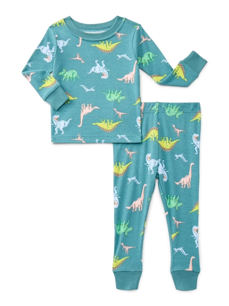Wonder Nation Toddler Boys or Girls Snug-Fit Cotton Long-Sleeve Top and Pants Pajama Set, 2-Piece, Sizes 12M-5T - Walmart.com