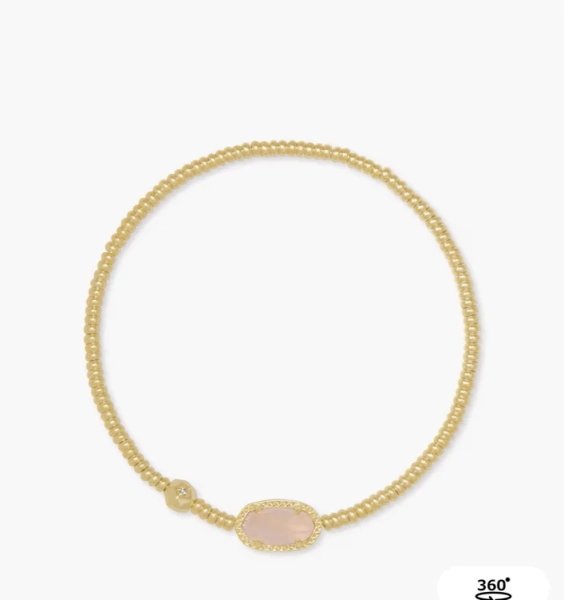 Grayson Gold Stretch Bracelet in Rose Quartz