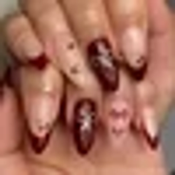 Red French Tip Press on Nails Cherry Bow Fake Nails Short Press On Nails Almond Fake Nails Press Ons with Nail Glue Glossy Artificial Glue on Nail Full Cover Stick on Nail for Women Manicure 24Pcs
