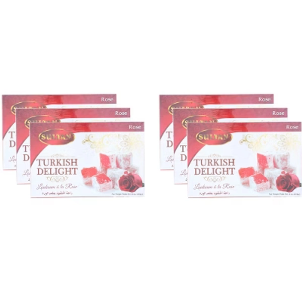 Sultan Candy Turkish Delight Rose - Pack of 6 - 16 OZ