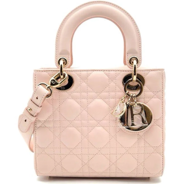 Christian Dior 2017 Pink Leather Cannage Small Lady Dior
