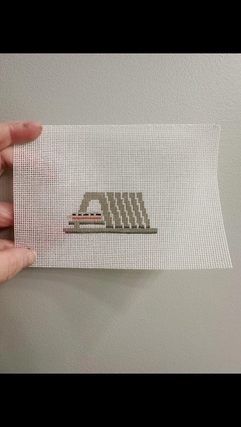 Contemporary Resort and Monorail Needlepoint - Disney World Resort Hotel Luggage Tags - Disney Needlepoint Luggage Tags