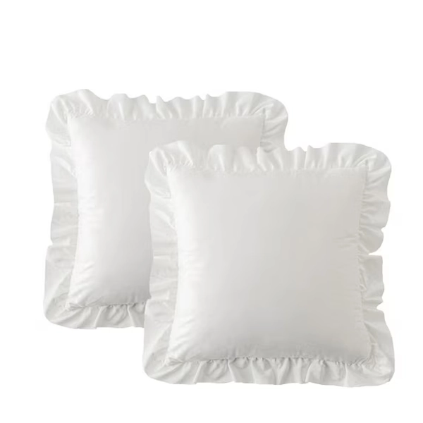 LKJYER Solid Color Ruffle Pillow Shams, 18x18 inches Square Cushion Cases with Ruffle Rustic Vintage Edge Ruffle Pillow Cover