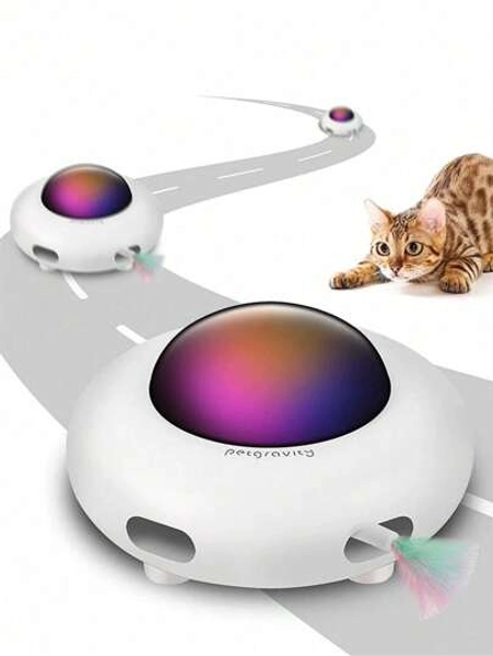 Interactive Cat Toy, UFO Shape Electronic Feather Toys, Smart Automatic Teaser For Indoor Cats - Size 1pc