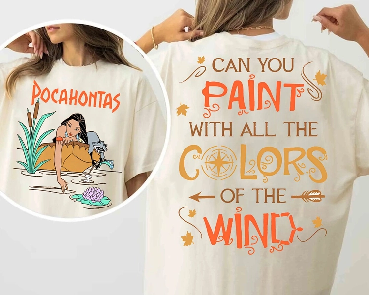 Retro 2-sided Disney Princess Shirt | Pocahontas Meeko Raccoon T-shirt | Afternoon Dreaming Colors of the Wind Tee | Disneyland Trip Outfit - Etsy