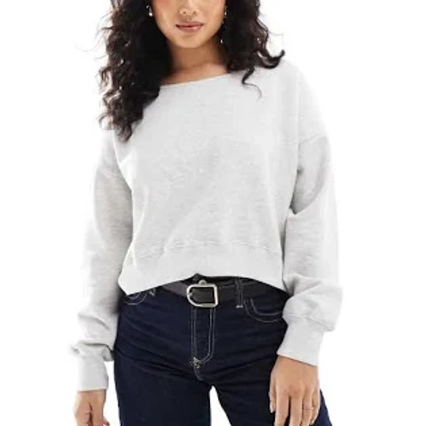 Hollister Felpa boyfriend grigia con spalle scoperte