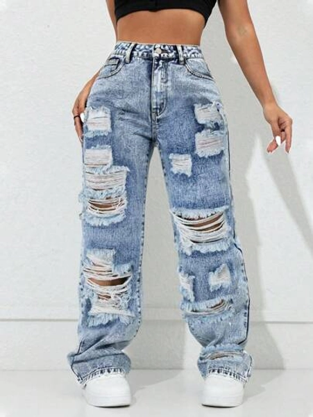 Rave Y2k Street Retro Street High Waisted Slanted Pocket Slit Straight Leg Cowgirl Denim Jeans