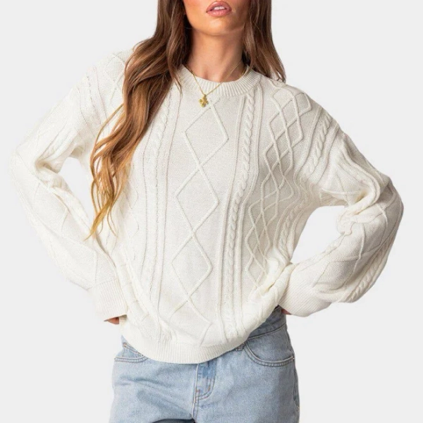 Edikted Women's Jessy Cable Knit Oversized Sweater