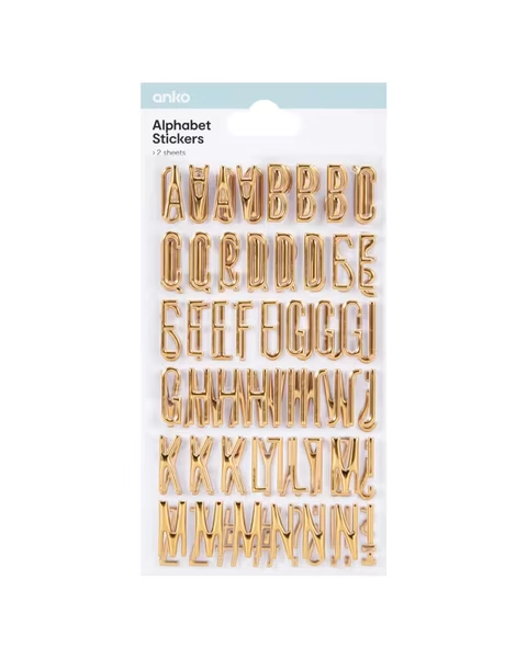 2 Pack Alphabet Stickers - Gold Look - Asst - One Size