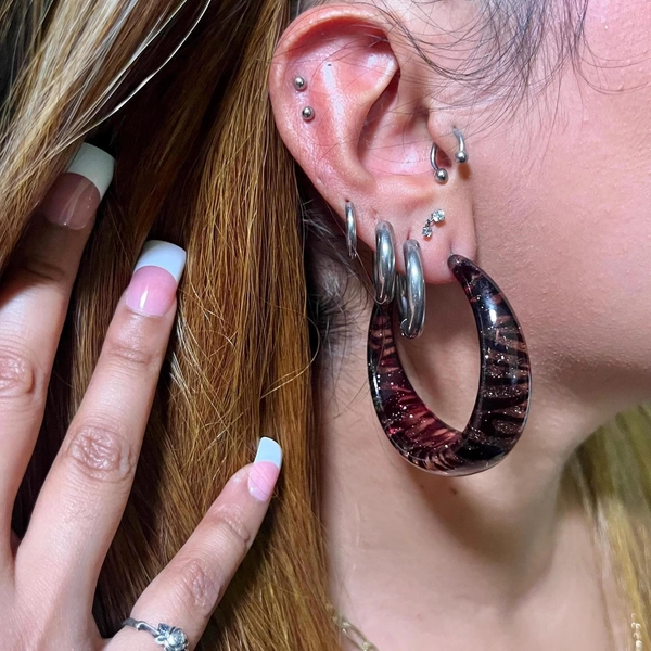 Y2K Vintage Multi Glitter Zebra Print Hoop Earrings | Mcbling | Trashyy2k | 2000s Jewelry | Vintage Jewelry