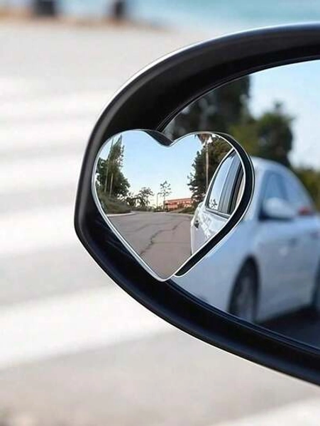 A Pair Of Heart-Shaped Blind Spot Mirrors, Car Heart-Shaped Blind Spot Mirrors, Car Frameless Blind Spot Mirrors, 360-Degree Wide-Angle Convex Mirrors, Sector-Shaped Blind Spot Rearview Mirrors, Parking Mirrors