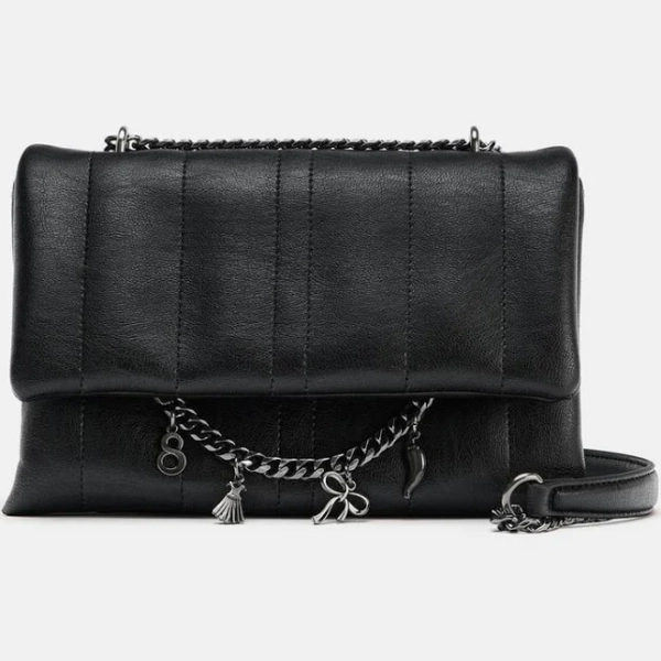 Zara Women's Quilted Charm Crossbody Bag