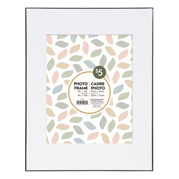 DesignOvation Slimline 11" X 14" Matted to 8" X 10" Black Picture Frame