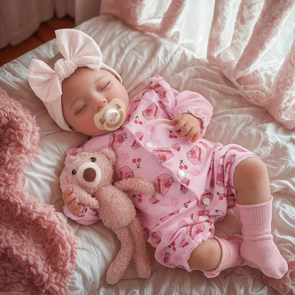 BRAVE Side Lifelike Reborn Baby Dolls, 20-Inch Baby Feeling Realistic-Newborn Baby Dolls CuteReal Life Baby DollsSleepingGirl with Gift Box for Youngsters Age 3