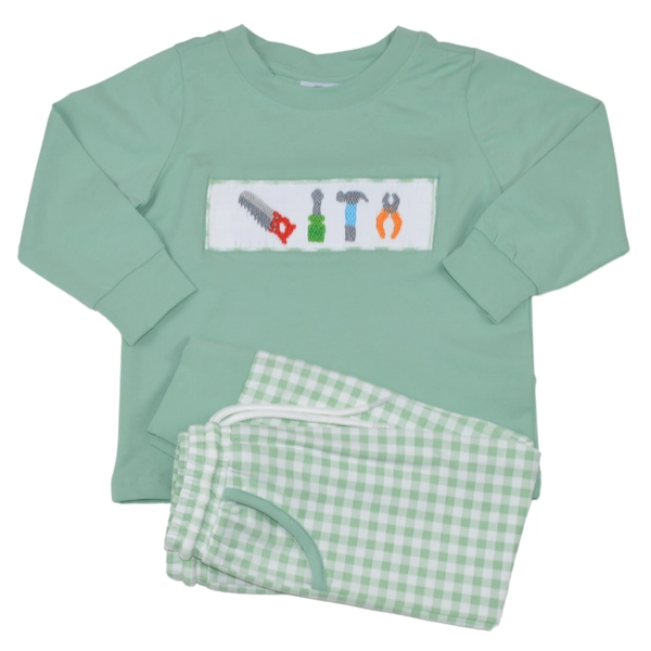   Hand Smocked Tool Set Shirt and Jogger
