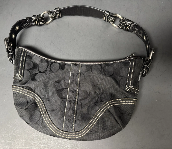 Vintage Coach SoHo Hobo Black Optic C Canvas Leather 90s Y2k 6266 EUC