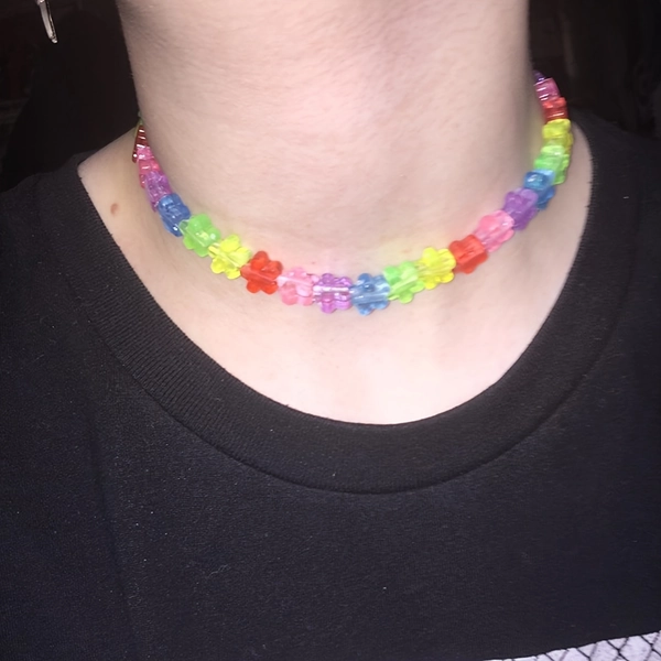 1pc Y2K Sweet & Cool Pastel Rainbow Heart & Star Beaded Necklace - Cute Multicolor Acrylic Beads (Pink, Blue, Yellow, Green, Purple, Orange) - Lightweight Dainty Chain for Women,, - Daily Wear, Party