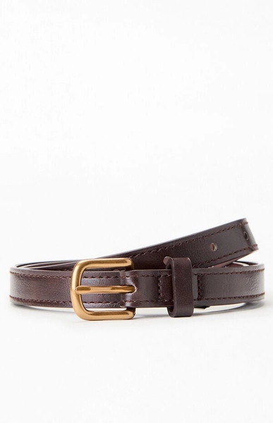 Faux Leather Skinny Buckle Belt