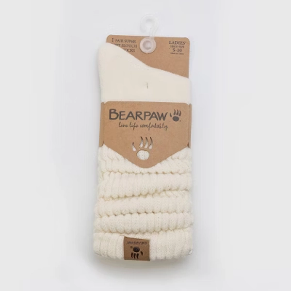 Bearpaw Women's Boot Crew Socks Rib Leg Slouch 1pk - Egret