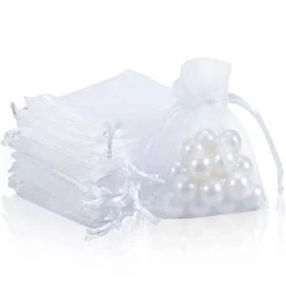 Owill Pack of 50 Organza Gift Bags 7?9cm White Organza Gift Bag Perfect for Wedding