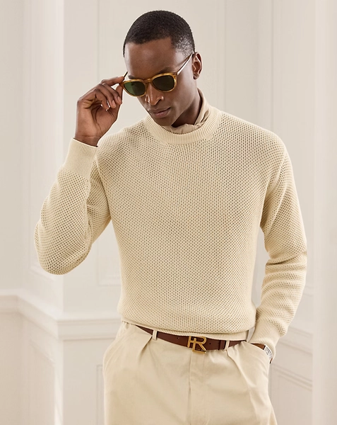 Relaxed Fit Honeycomb Cotton Jumper