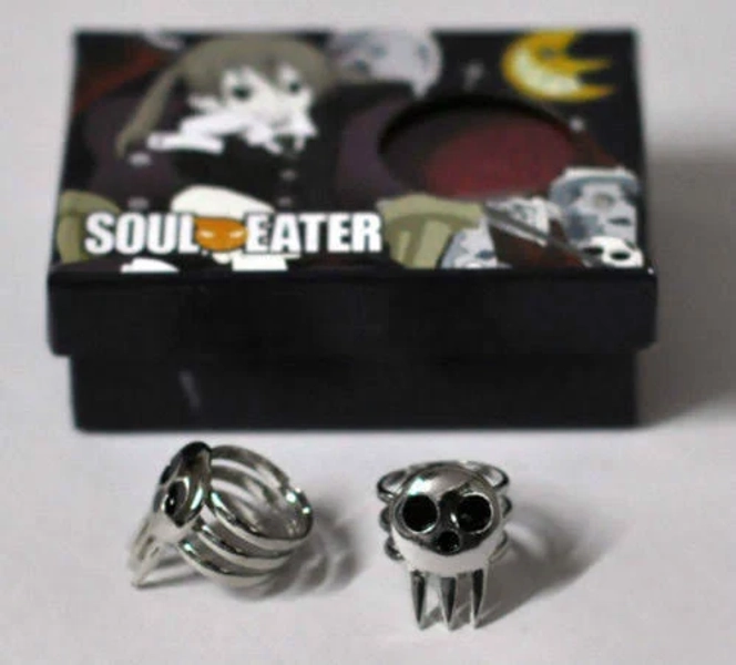 1 Pair Cosplay Ring Soul Eater Death Cosplay 2 Rings Set In Box