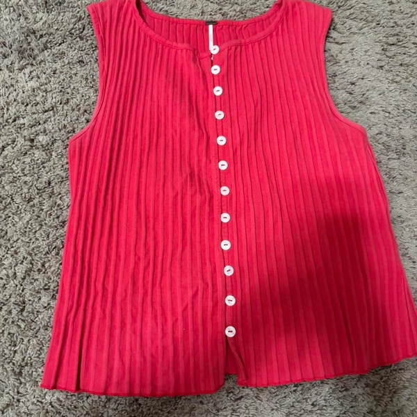 Red free people, button tank top size medium worn once