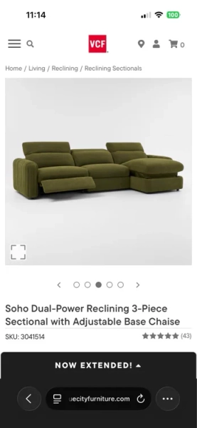 Value city soho reclining couch