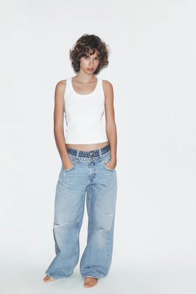 TRF STRAIGHT JEANS WITH DOUBLE WAISTBAND