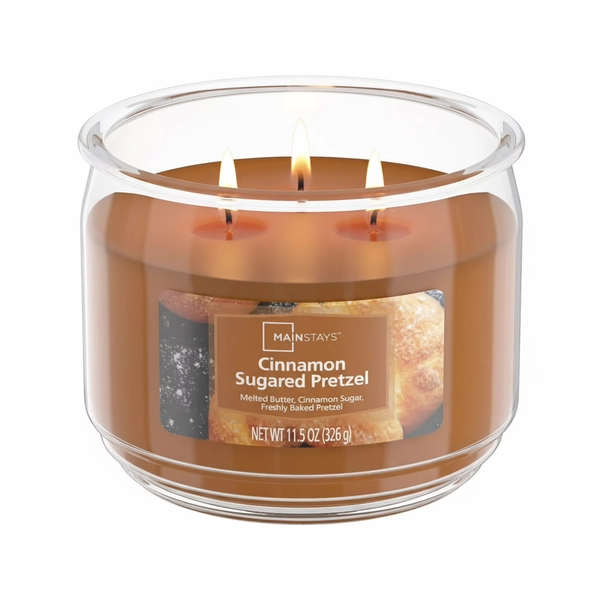 Mainstays Cinnamon Sugared Pretzel 3-Wick Scented Glass Jar Candle, 11.5 oz - Walmart.com