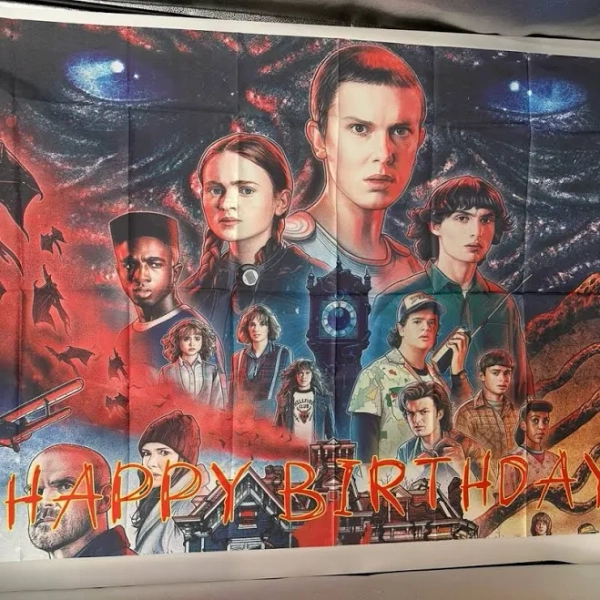 Netflix Stranger Things Happy Birthday Backdrop Banner 3x5Ft - New Home