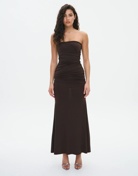 Ruched Strapless Maxi Dress