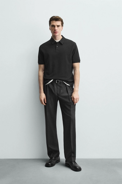 REGULAR FIT TEXTURED POLO SHIRT