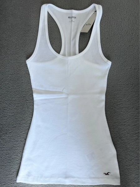 Hollister Pure White Icon Racerback Tank Vest Cami Fitted XS