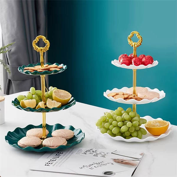 Lightweight 3 Tier Plastic Cupcake Stand Dessert Plate Serving Tray Display Rack With for Birthday Wedding Party