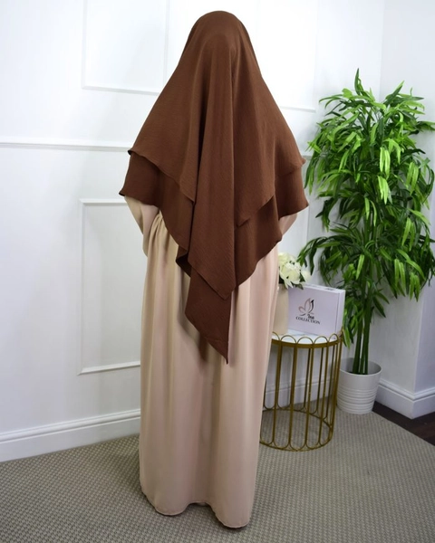 Khimar 2 Layer Jazz Brown - Ina Collection