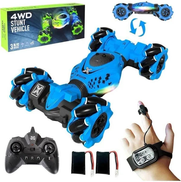 Remote Control Car - RC Drift Car Toys for Boys 4-7 8-12, 4WD RC Stunt Vehicle with 360 ° Spins & Lights, Cool Gift for Kids Age 6-10 (Green)