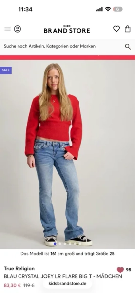 True Religion BLAU CRYSTAL JOEY LR FLARE BIG T