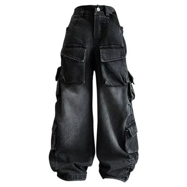 Girls' Distressed Baggy Wide Leg Jeans