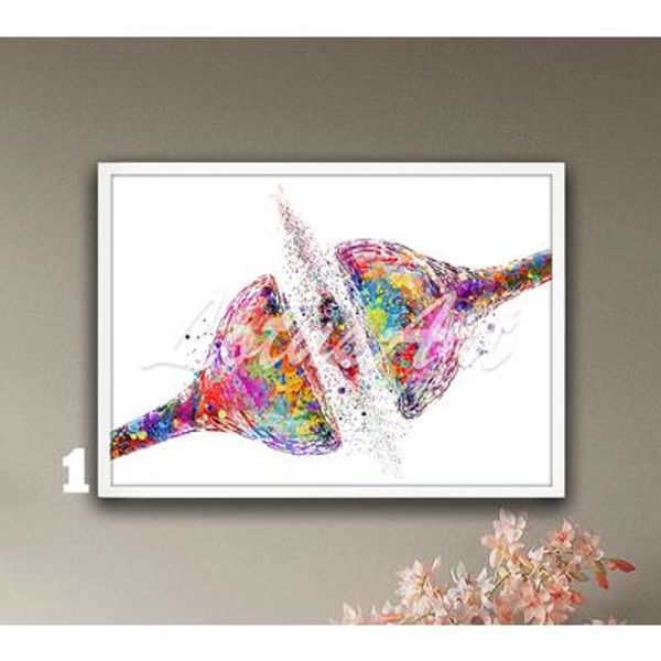 Watercolor Synapse Receptor Print Brain Cell Anatomy Art