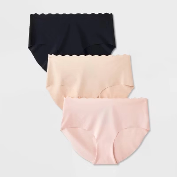 Girls' 3pk Scallop Hipster Underwear - art class™ Beige L