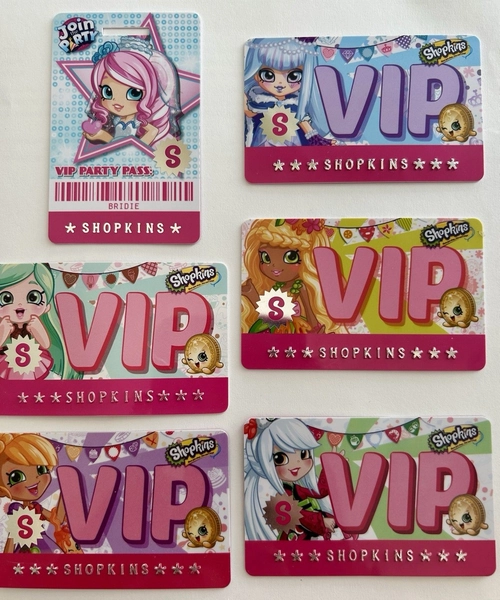 Shopkins Card VIP Lot Of 6 Party Pass Bridie 2014 2015 2016 Set Bulk