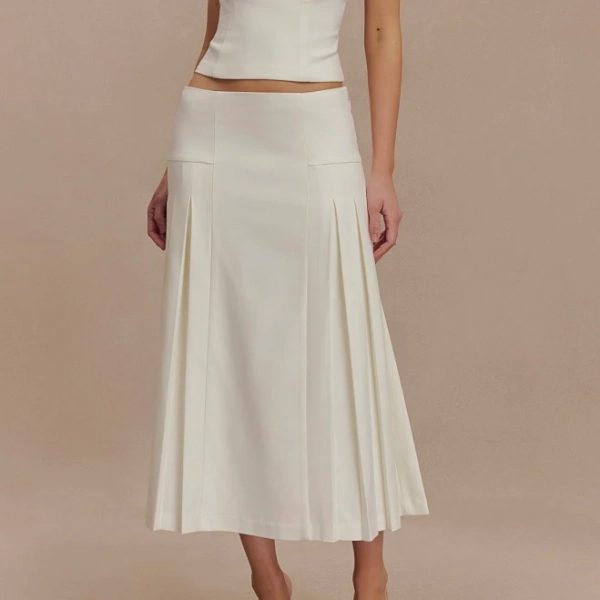 MESHKI Brigette Pleated Midi Skirt