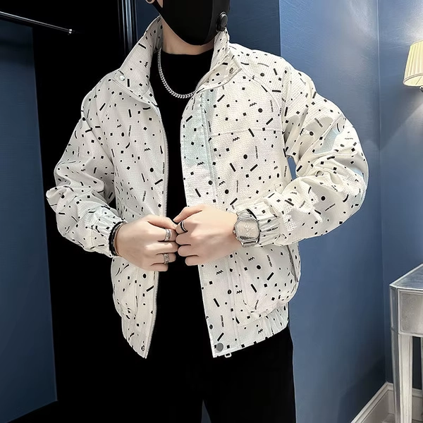Autumn Winter Fashion Stand Collar Printing Long Sleeve Jackets Men's Clothing Simplicity Coats Trend Casual Loose Pocket Tops - AliExpress 200000343