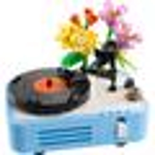 Record Player with Flowers