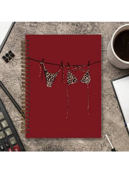 1pc Fashionable Leopard Print Spiral Notebook, Academic Style Girl's Journal, Chic Cheetah Print Diary, Teen Girls' Office Supplies, Retro Aesthetics Academic Style Lined Spiral Notebook, 5.5x8.3 Inches