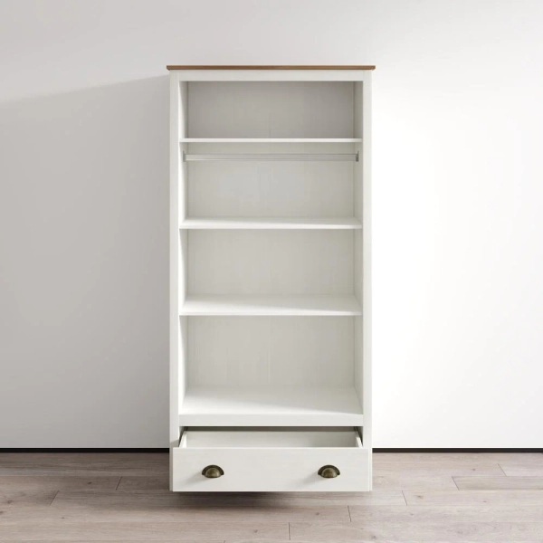 Meble Furniture Topazio SOLID WOOD 36-Inch Brazilian Modern Wardrobe Armoire with 2 Doors and Drawer